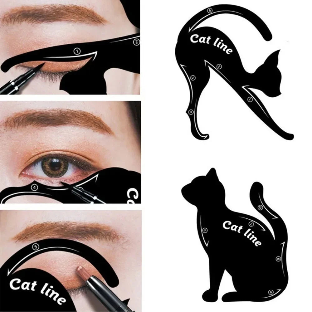 2pcs Cat-Eye Eyeliner Stencil Set – Eyeliner Stamp Templates for Precise Makeup Application