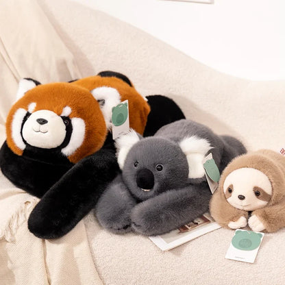30-65cm Kawaii Forest Animal Plush Dolls – Soft Long-Arm Raccoon, Dinosaur, Sloth, Panda & Koala Pillow Toys for Home Decor