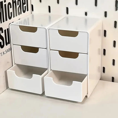 3-Tier Plastic Cosmetic Organizer – Drawer Storage Box for Makeup, Jewelry & Office Supplies