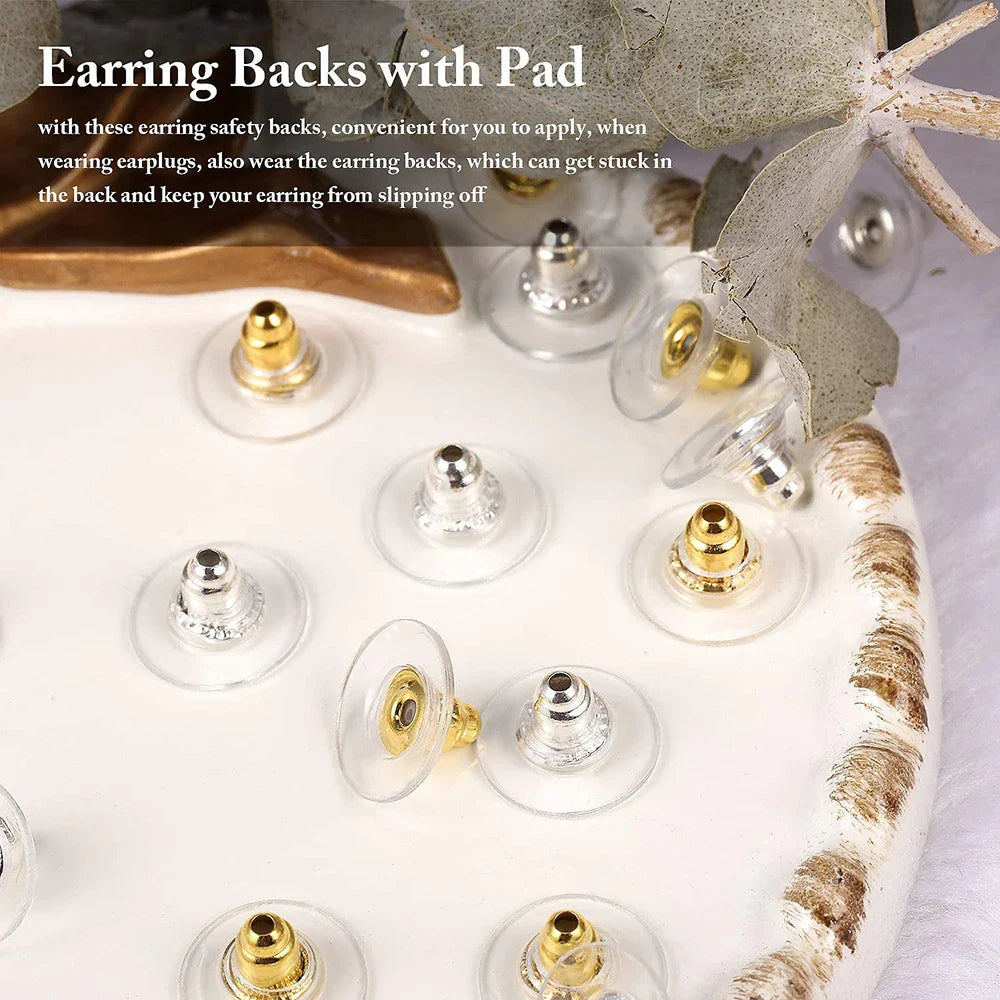 100-200PCS Rubber Earring Backs & Fishhook Ear Stoppers for Jewelry Making and DIY Earring Repairs