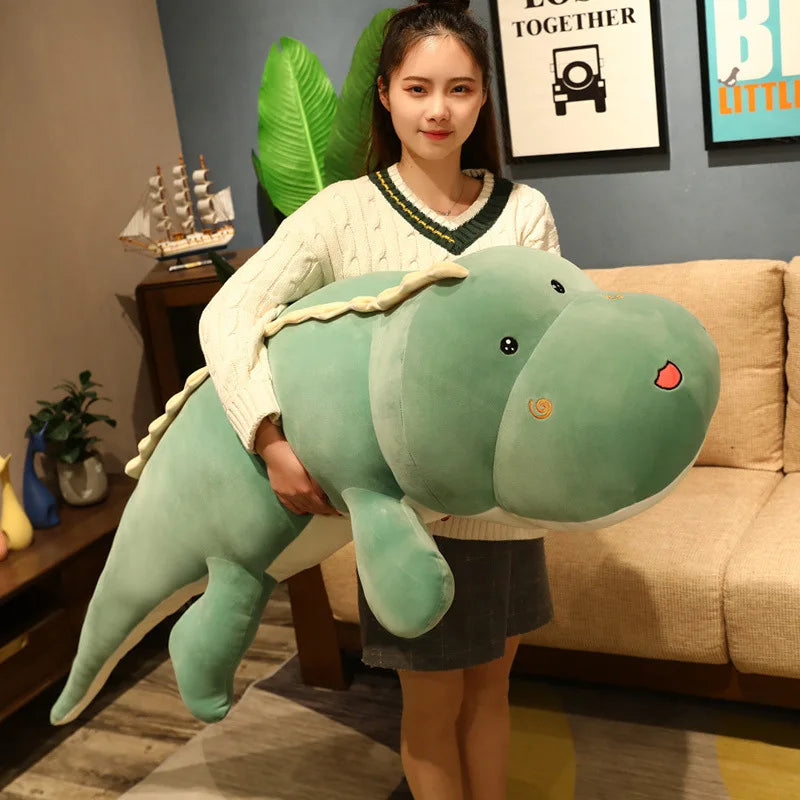 80CM Big Long Dinosaur Plush Toy – Soft Cartoon Crocodile Stuffed Doll Pillow for Kids, Birthday Gift for Boys & Girls