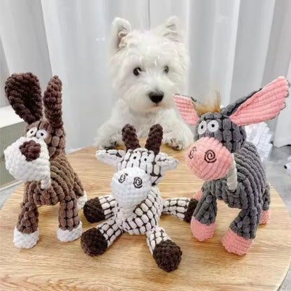 Plush Squeaky Dog Toy - Cute Donkey Teething & Interactive Training Toy for Small Dogs