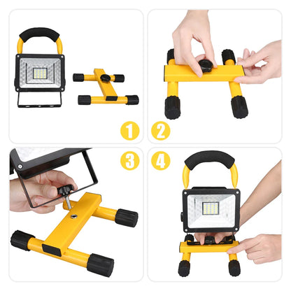 Portable Rechargeable Floodlight: 30W LED Waterproof Spotlight for Outdoor Work, Camping - Battery Powered Searchlight