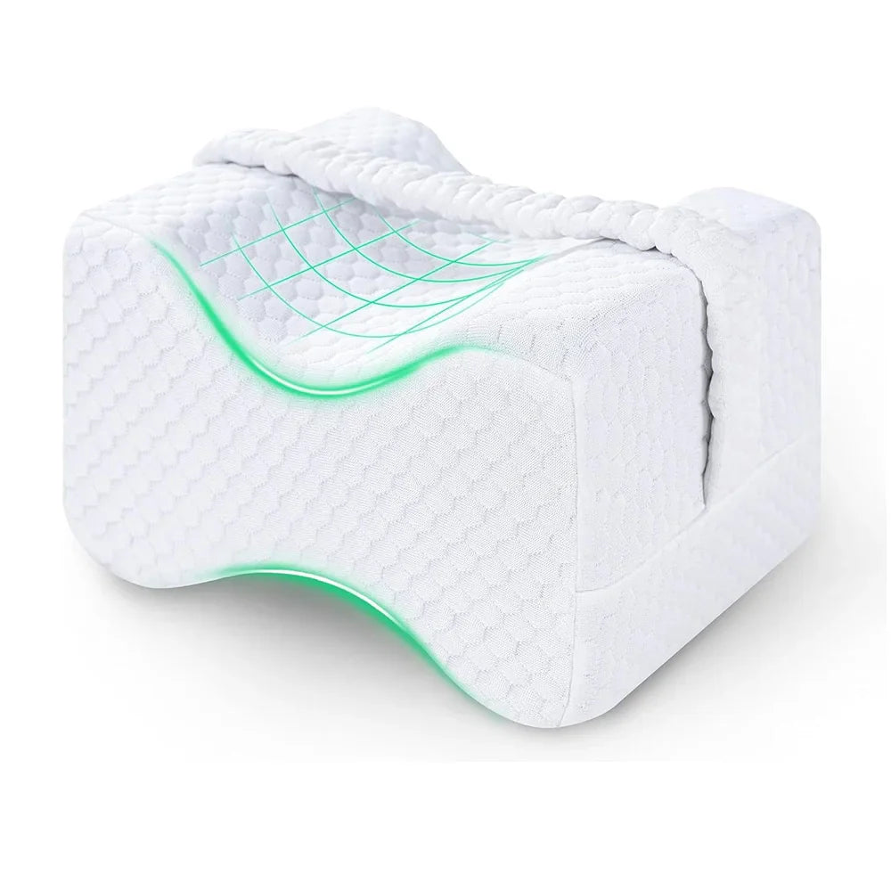 Memory Foam Knee Pillow for Side Sleepers – Soft Leg Support Cushion with Adjustable Straps