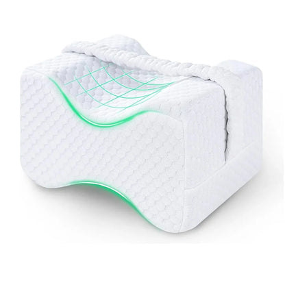 Memory Foam Knee Pillow for Side Sleepers – Soft Leg Support Cushion with Adjustable Straps
