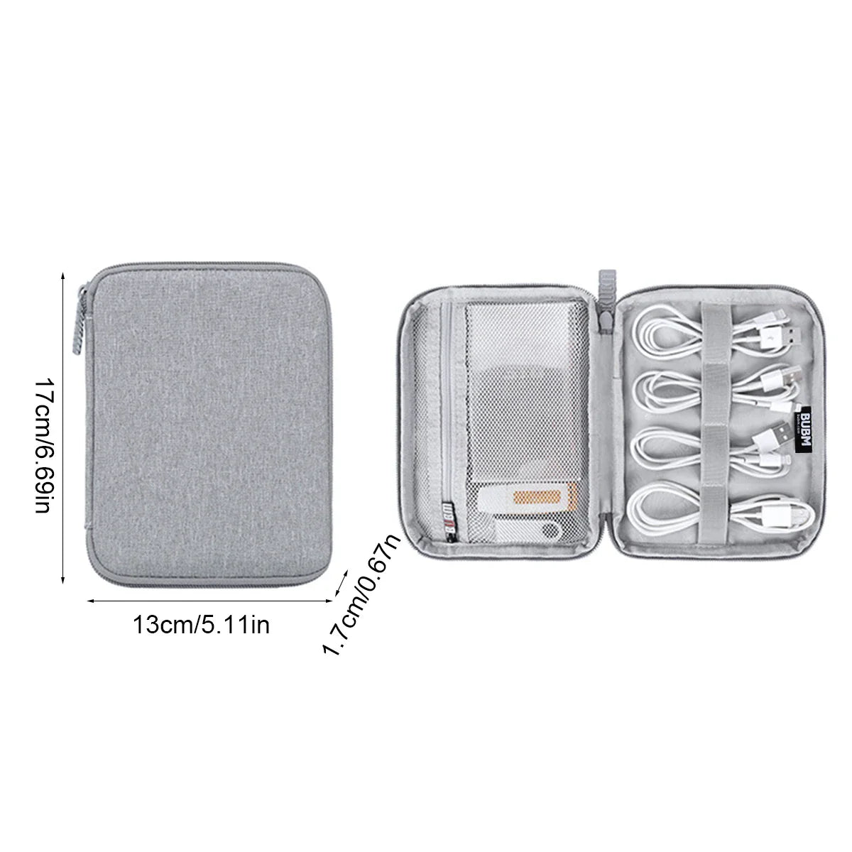 Portable Travel Data Cable Storage Bag – Double Layer Power Bank, U-Disk & Earphone Organizer