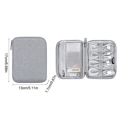 Portable Travel Data Cable Storage Bag – Double Layer Power Bank, U-Disk & Earphone Organizer