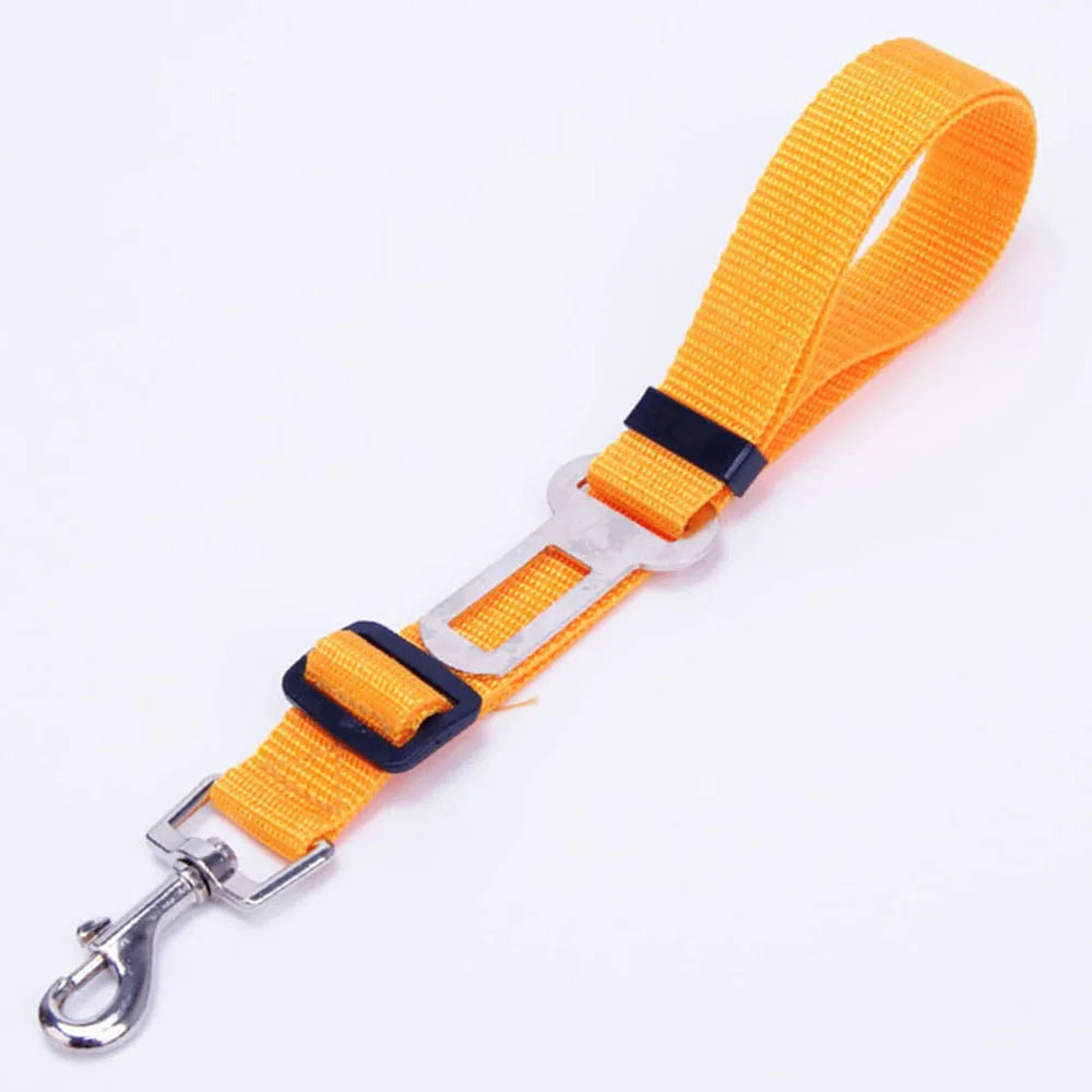 Adjustable Dog Car Seat Belt Harness – Nylon Reflective Elastic Safety Strap with Cushioning for Pet Travel