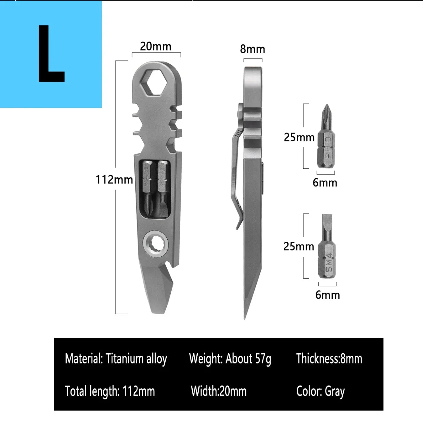 Titanium Alloy Multifunction EDC Tool – Wrench, Pry Bar, Bottle Opener & Screwdriver for Outdoor Use