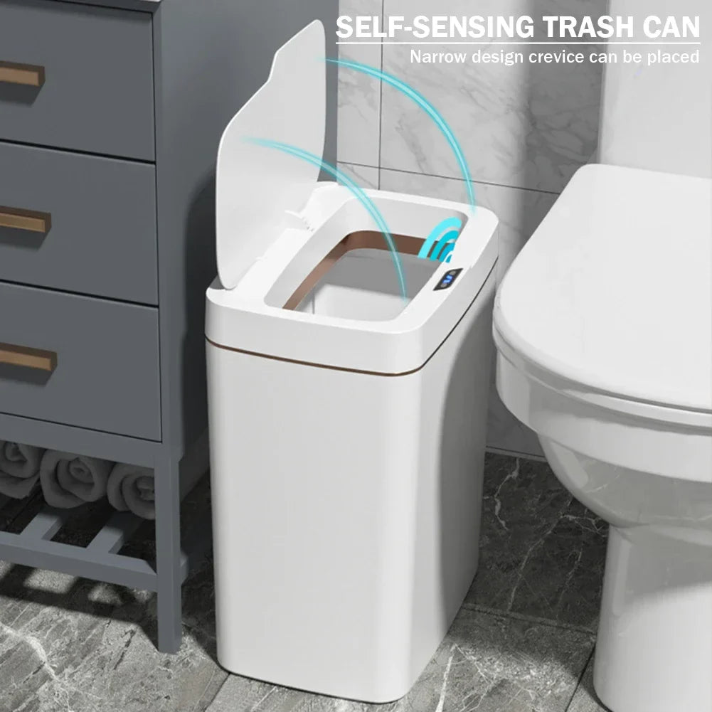 15/18L Smart Sensor Trash Can — Waterproof Touchless Automatic Motion Trash Bin for Kitchen & Bathroom
