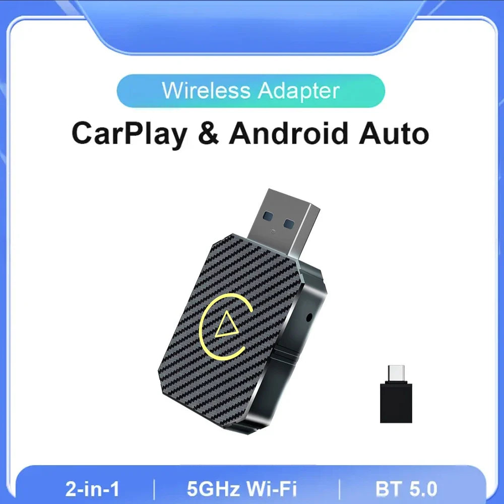 NEW 2 in 1 Mini AI Box - Wireless CarPlay and Android Auto Adapter, Wired to Wireless for Audi, Toyota, VW, Peugeot, Plug and Play