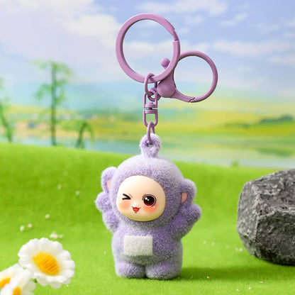 Four-Color Baby Cartoon Keychain Mini Pendant Set Cute Doll Schoolbag Charms Gifts for Kids & Couples