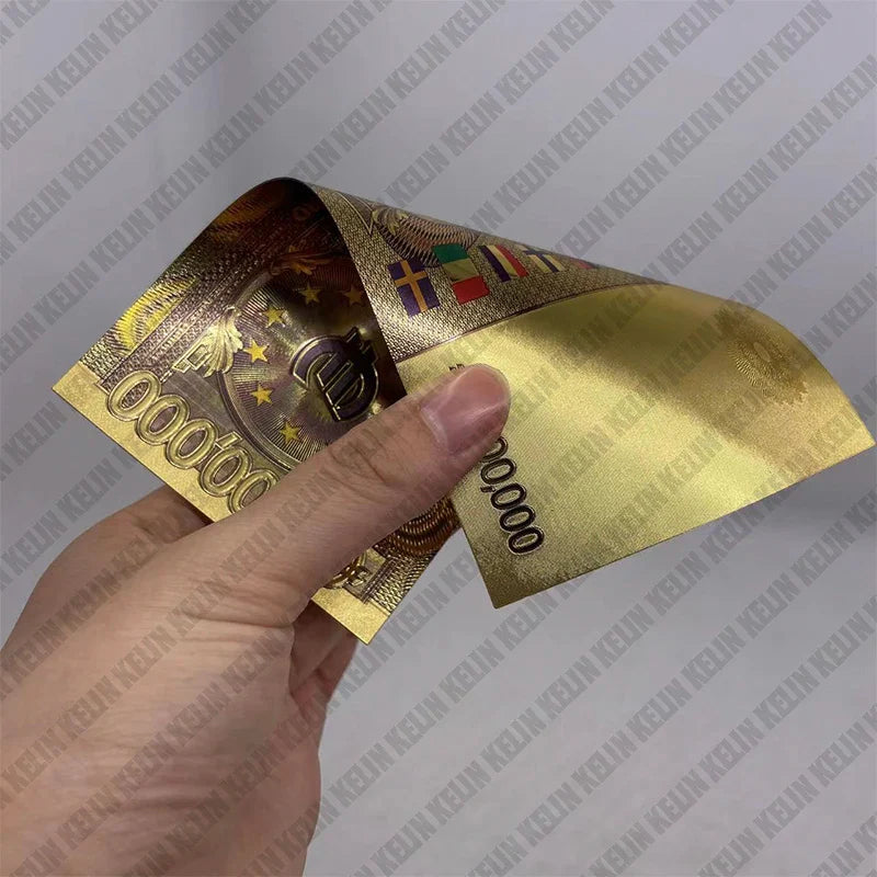 Colored European Banknote Currency Set – 5 to 1000 Million Euro Gold Notes for Business Gifts & Collection