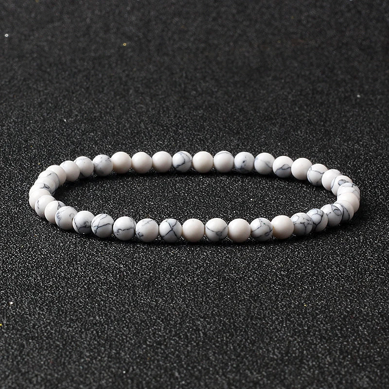 4mm Natural Stone Bead Stretch Bracelet for Men & Women – Agate Lava Handmade Reiki Crystal Jewelry