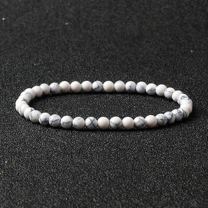 4mm Natural Stone Bead Stretch Bracelet for Men & Women – Agate Lava Handmade Reiki Crystal Jewelry