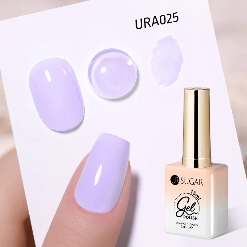 UR SUGAR 15ml Jelly Milky White Gel Polish – Translucent UV Soak Off Nail Art Varnish Semi-Permanent Fashion Nail Color