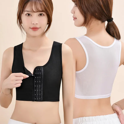 OWEQ Women’s Chest Binder – Breathable Sportwear Trans Crop Top, Flat Breast Binder, Tomboy Bra Tank, Stretch Shaping Corset