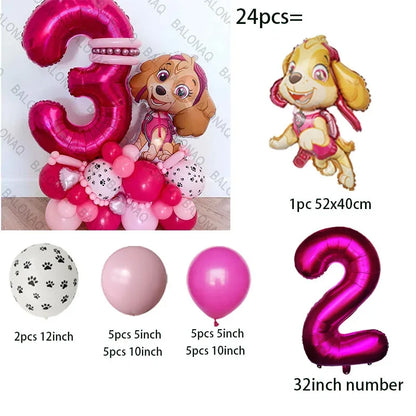 Pink Paw Patrol Party Supplies for Girls – Skye Balloons, Cups, Plates & Tablecloth for Birthday & Baby Shower