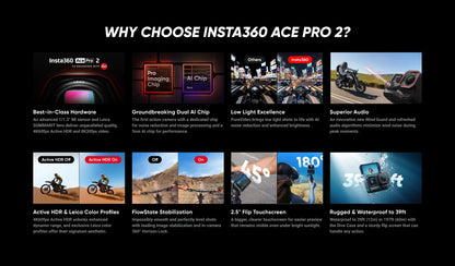 Insta360 Ace Pro 2 – 8K Waterproof Action Camera Co-Engineered with Leica, 1/1.3" Sensor, Dual AI Chip, Superior Low Light Performance