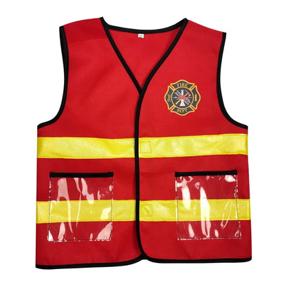 Kids Firefighter Cosplay Costume – Little Fireman Outfit with Hat Kit for Boys, Halloween & Carnival Party Dress-Up
