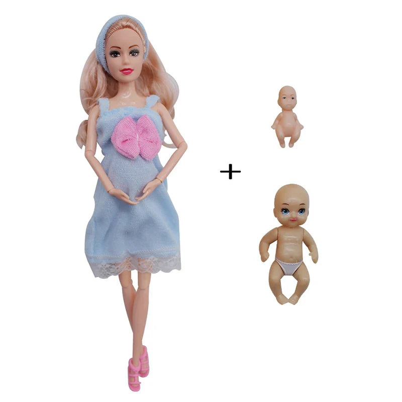 Educational Pregnant Doll Toy for Children – Includes Two Babies, Random Shoes & Fashion Clothes, Gift for Girls Games