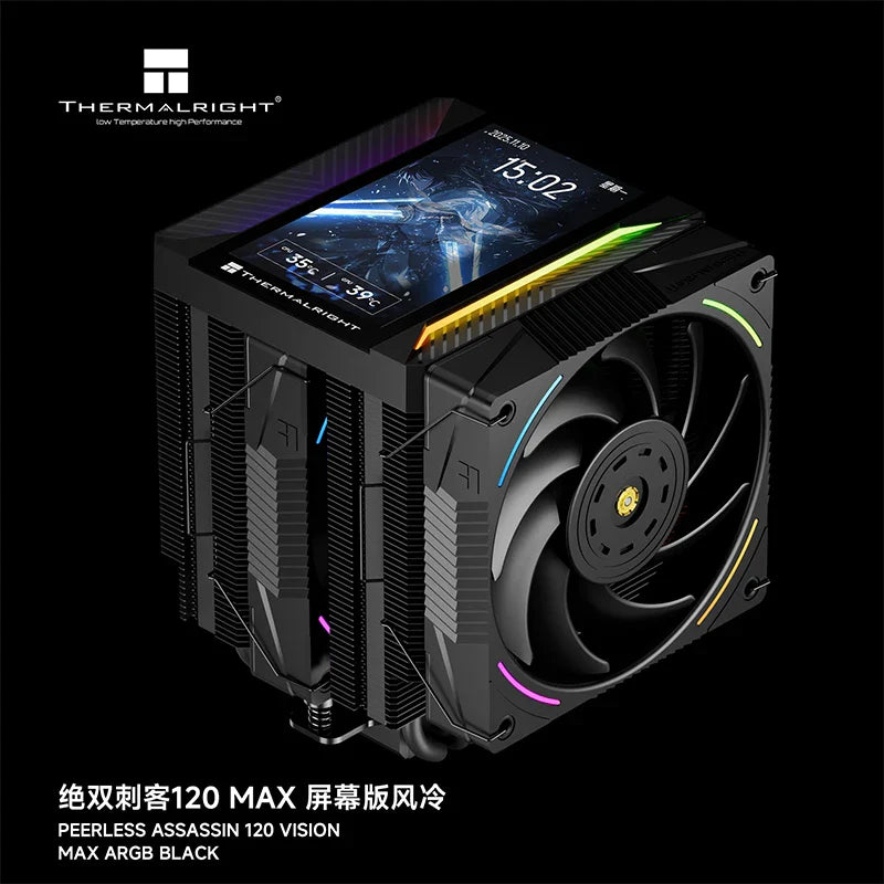 Thermalright Peerless Assassin 120 VISION MAX CPU Air Cooler – AGHP 5.0 6x6mm Heat Pipes 5-inch Display High Performance Radiator for Intel LGA1851/1700 & AMD AM5