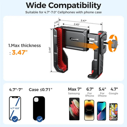Joyroom 2024 Universal Bike & Motorcycle Phone Holder – One-Hand Operation Shockproof Mount for 4.7-7" Phones