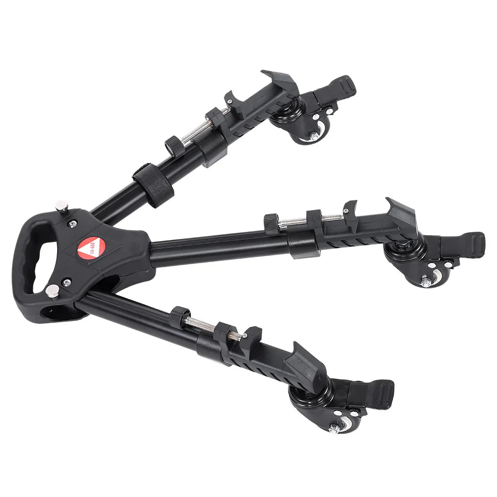 VX-600 Foldable Camera Tripod Dolly – 3 Wheels Stand with Pulley Base, Universal Tripod for Easy Camera Movement