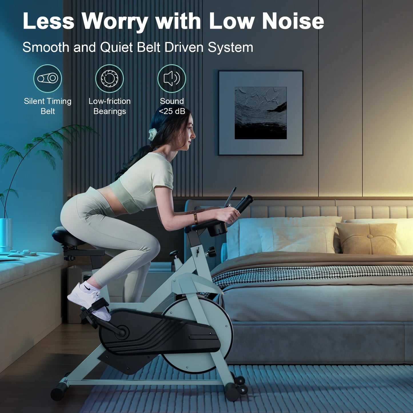 Superun Stationary Exercise Bike – 32-Level Magnetic Resistance, Low Noise Home Workout Cycling Bike