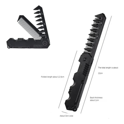 Portable Pocket Hair Comb for Men - Folding Wide Tooth Beard Styling Comb for Hair Care, Grooming & Barber Use