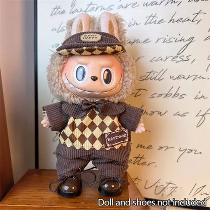 17cm Mini Plush Doll Clothes — Kpop EXO Labubu Idol V1 V2 Outfit Set with Sweater & Headband, Doll Accessories Gift