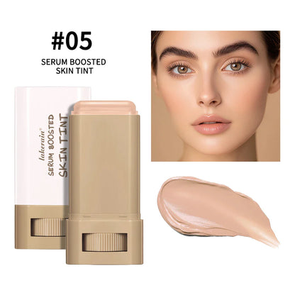 Balm Serum Skin Tint – Silky Texture, Moisturizing Coverage & Plumping Stick Foundation for Even Skin Tone, Travel-Friendly