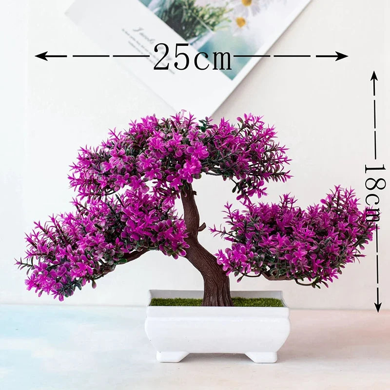 Artificial Bonsai Plant - Small Potted Faux Tree for Home, Office & Table Decor