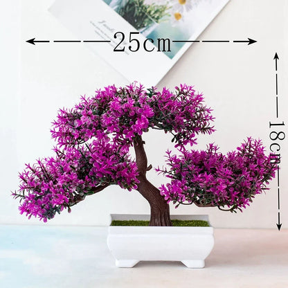 Artificial Bonsai Plant - Small Potted Faux Tree for Home, Office & Table Decor