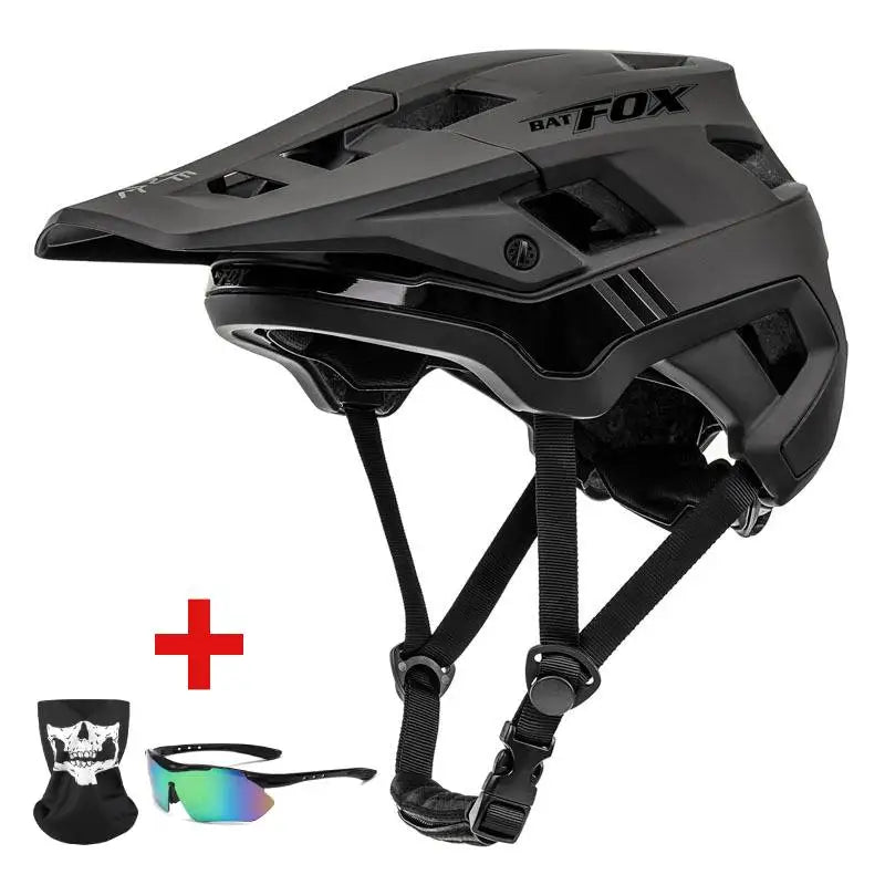 BATFOX Matte Black MTB Bike Helmet – Men's Mountain Bike Cycling Helmet Casco Ciclismo