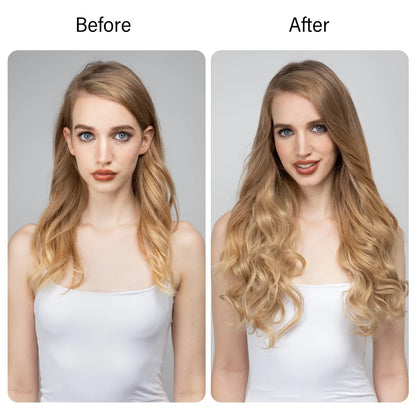 Synthetic Ombre Hair Extension - One Piece Invisible Wire Long Wavy Clipless False Hairpiece Black Blonde Pink