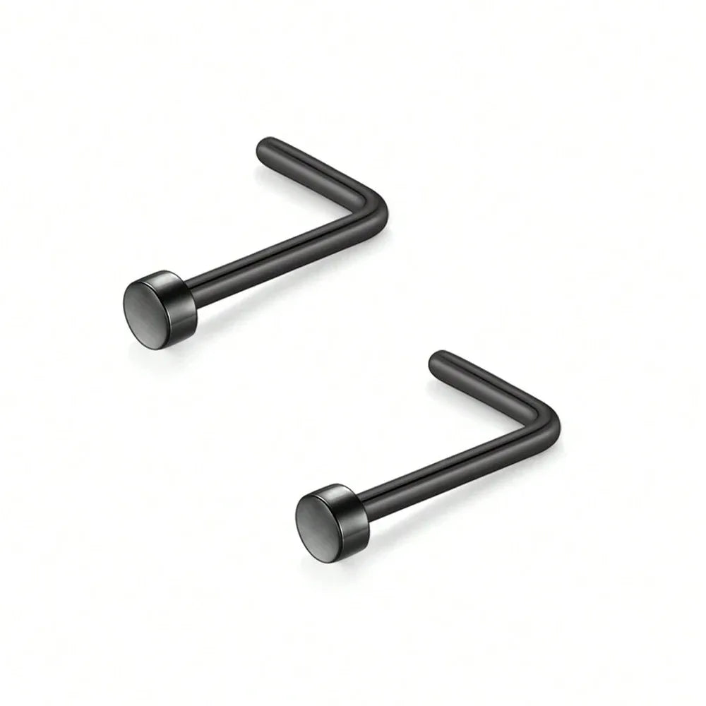 20G Stainless Steel L-Shaped Nose Stud Ring – 2mm Ball Twister Screw Nose Piercing Jewelry for Women & Men Stylish Body Accessory