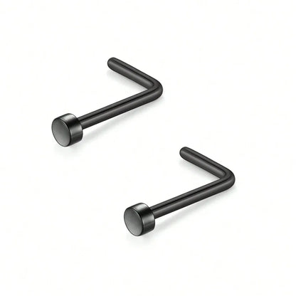 20G Stainless Steel L-Shaped Nose Stud Ring – 2mm Ball Twister Screw Nose Piercing Jewelry for Women & Men Stylish Body Accessory