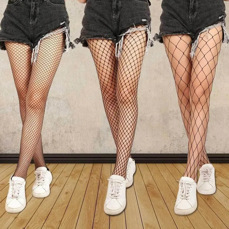 Hot Women's Long Hollow Out Fishnet Stockings - Black High Waist Pantyhose Tights for Sexy Fishnet Lingerie, High Quality