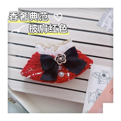 Labubu Doll Accessories — 17cm Luxury Woolen Shawl Suit & Skirt Set with Messenger Bag & Loafers