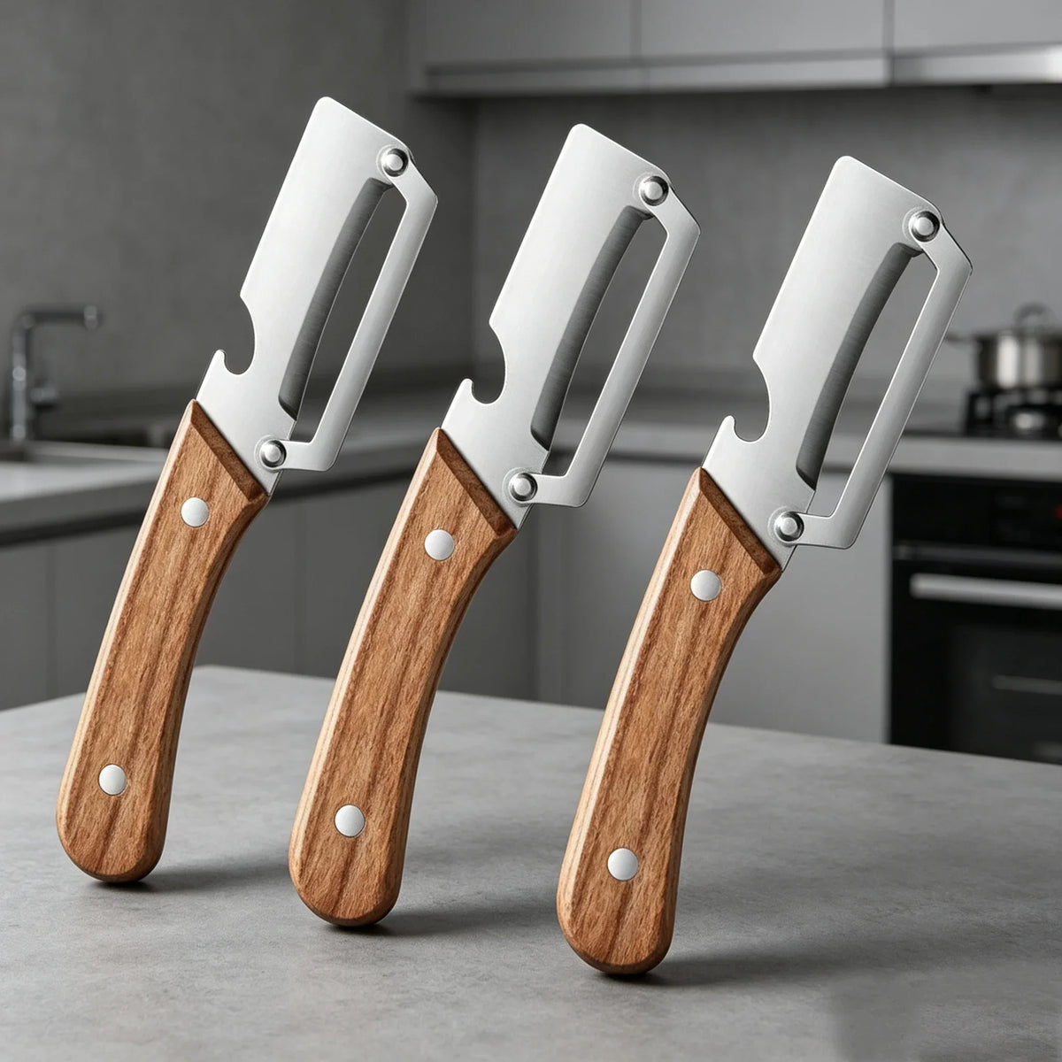 Stainless Steel Vegetable Peeler with Wooden Handle – Durable Fruit & Veg Slicer Tool for Smooth Peeling