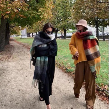 Plush Cashmere Winter Scarf: Luxurious Women's Shawl & Wrap with Long Tassel - Elegant Pashmina Neckerchief for Extra Warmth