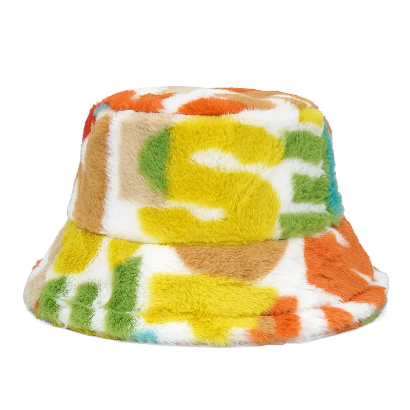 Women’s Winter Bucket Hat – Fashion Leopard Panama, Warm Vintage Faux Fur Fisherman Cap