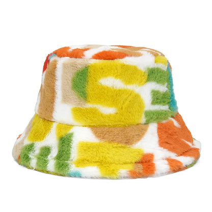 Women’s Winter Bucket Hat – Fashion Leopard Panama, Warm Vintage Faux Fur Fisherman Cap