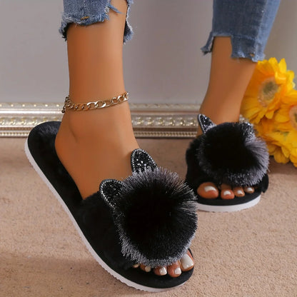 Women’s Rabbit-Shaped Plush Slippers – Comfortable Anti-Slip Home Shoes for Spring & Autumn