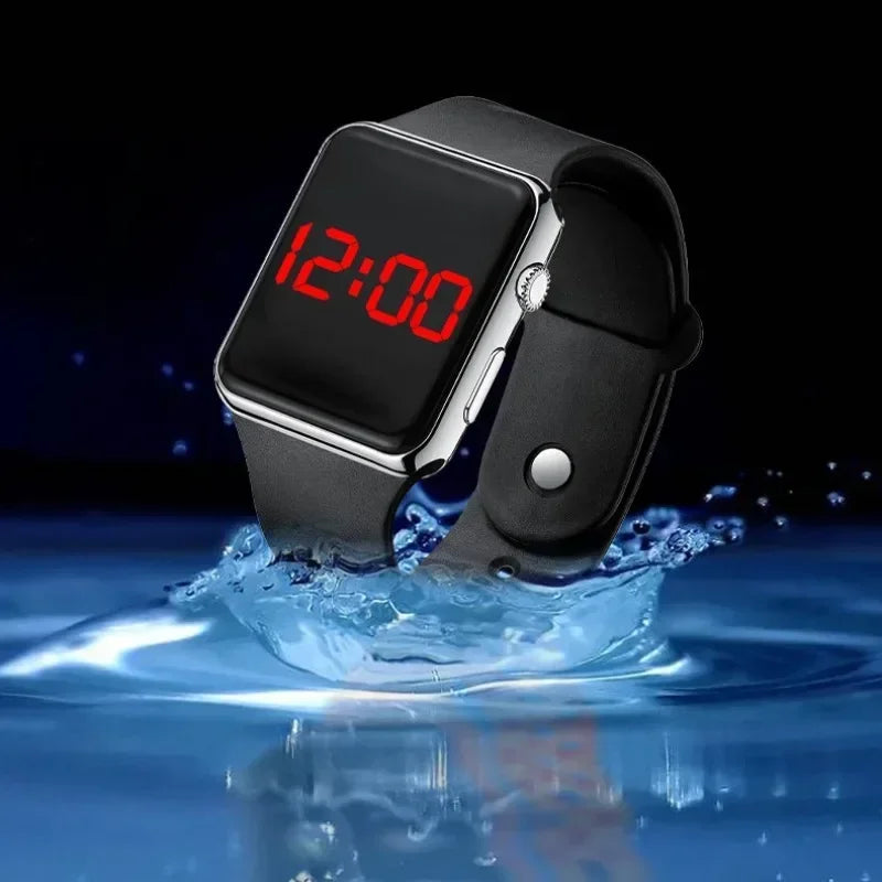 Digital LED Sport Watch – Square Electronic Wristwatch for Men & Women, Casual Silicone Fashion Watch