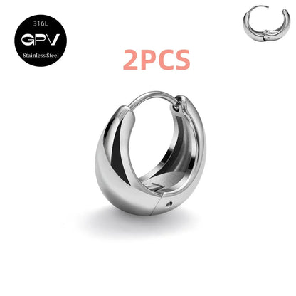 2PCS 316L Stainless Steel Earrings – Niche Design Perforated Luxury Jewelry for Women