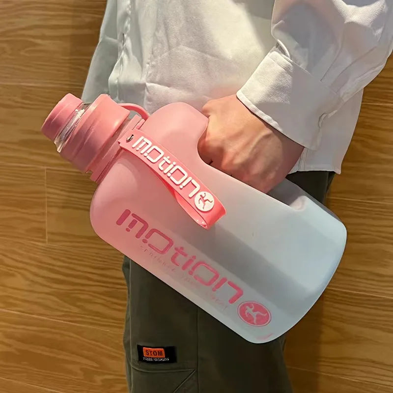 2-Liter Sports Water Bottle with Straw: Large Capacity Fitness Gradient Kettle - Outdoor Plastic Portable Hydration Companion with Scale