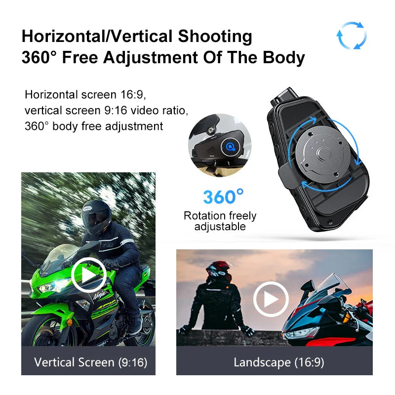Q28 Motorcycle Helmet Bluetooth Headset — 1080P HD Wireless Camera with Super Wide-Angle Lens, WiFi, IP66 Waterproof Video Recorder