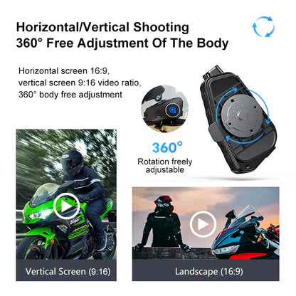 Q28 Motorcycle Helmet Bluetooth Headset — 1080P HD Wireless Camera with Super Wide-Angle Lens, WiFi, IP66 Waterproof Video Recorder